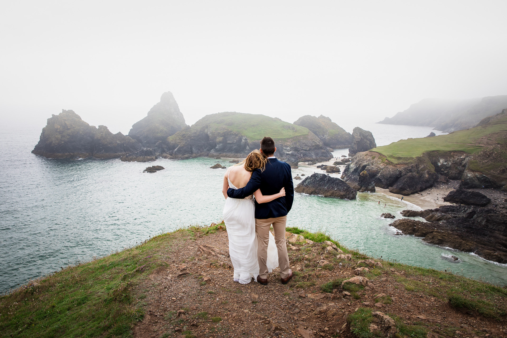 Wedding Elopement to the Stunning Kynance Cove on the Lizard in Cornwall. It even looks stunning surrounded by the sea mist