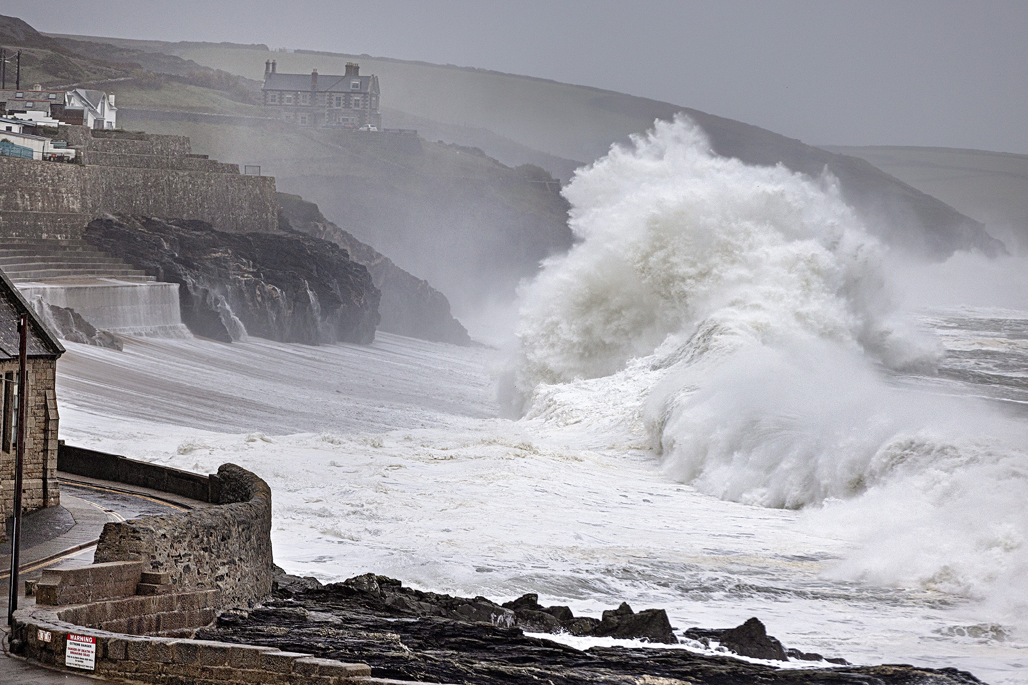 The incredible power of Mother Nature as Storm Ciaran hits Porthleven in Cornwall. 