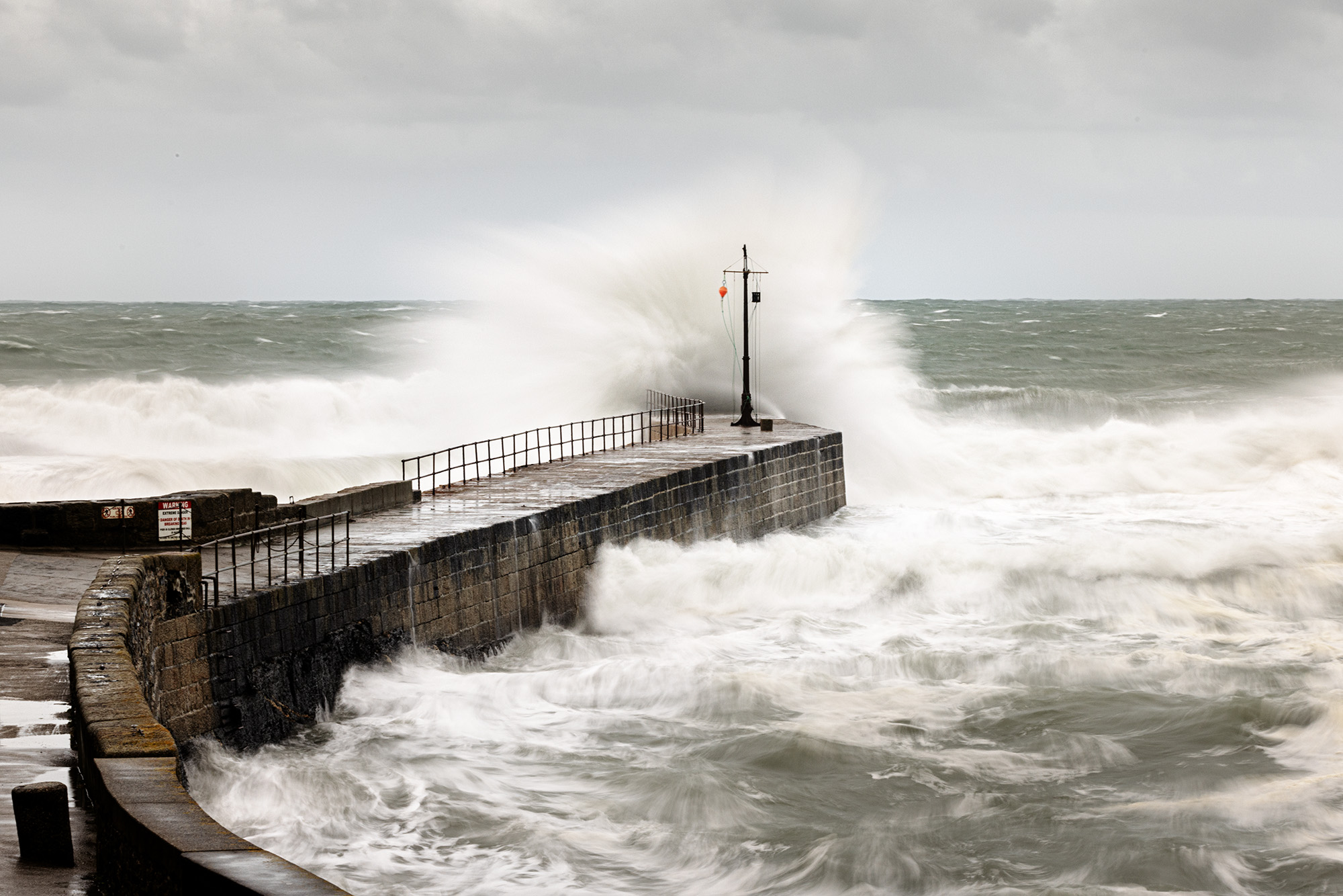 The brute force of Storm Ciaran hitting the Pier at Porthleven in Cornwall. 